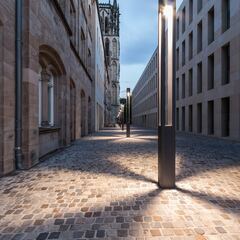A streetlamp on an empty street